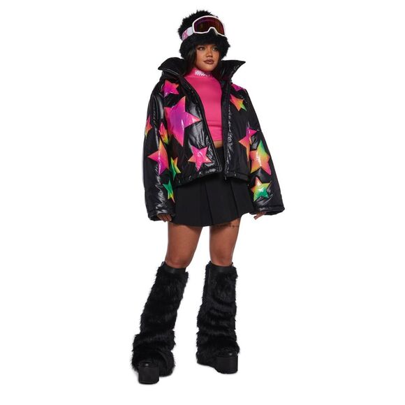 Club Exx Vinyl Ombre Star Puffer Jacket - Picture 9 of 15